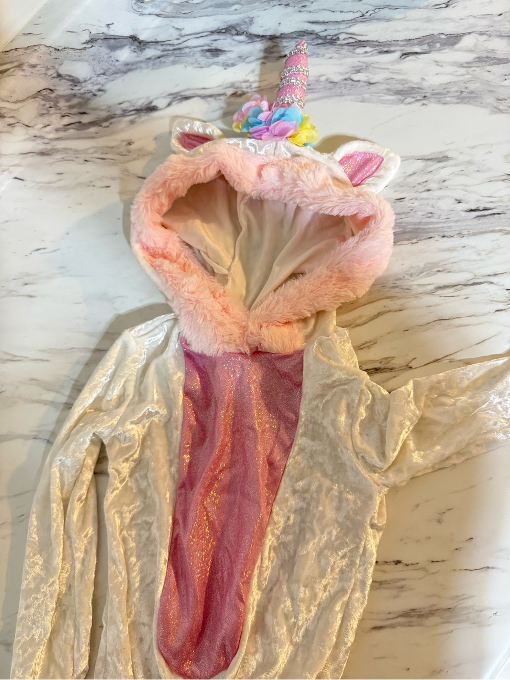 Spirit White and Pink Unicorn Hooded Kids Costume